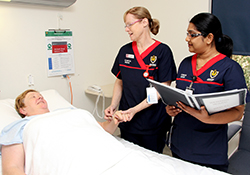 Nurses carrying out clinical handover with patient